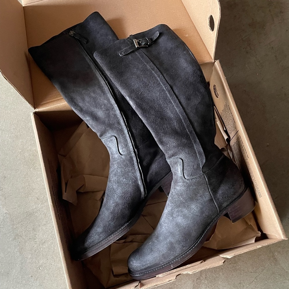 Roberto Del Carlo 'Made In Italy' Brushed Black Suede Zip-Up Boots 9 Womens